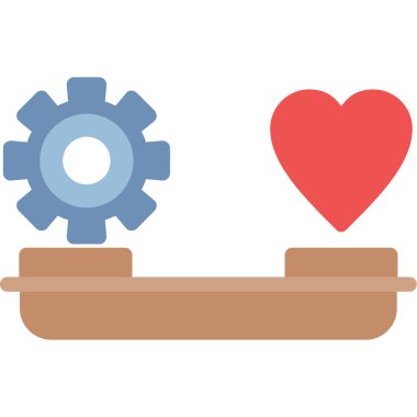 kalp ve dişli vektör simgesi