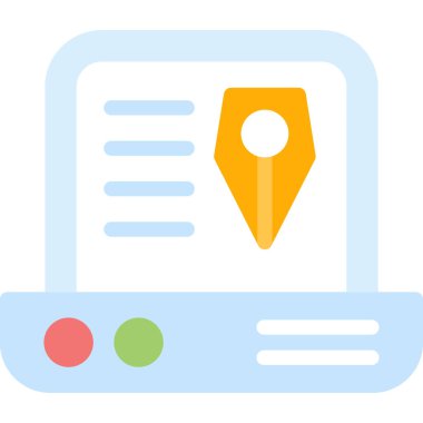 konum düz simge, pin, harita, konum, vektör illüstrasyonu