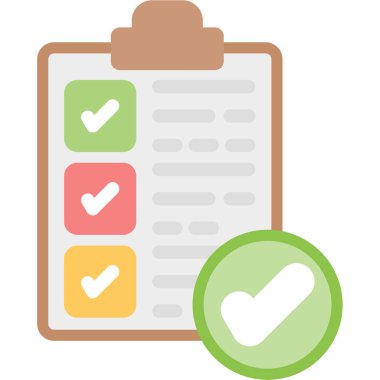 Beyaz arkaplanda izole edilmiş düz stil kontrol listesi simgesi. Sembol vektör illüstrasyonunun gösterimi