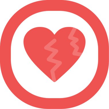 Kırık kalp aşk simgesi düz stil