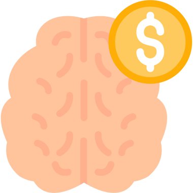 ticari beyin para simgesi düz stil