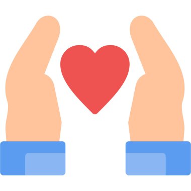 El ele tutuşan kalp vektör illüstrasyonu