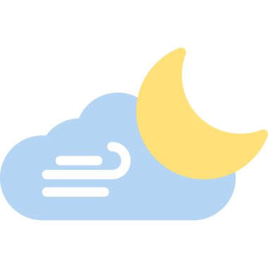 Düz biçimde bulut ay gecesi simgesi