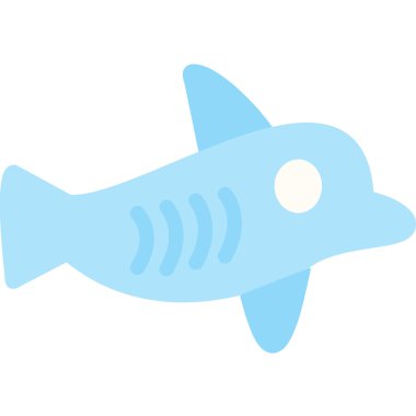 Beyaz zemin üzerine mavi balık simgesi