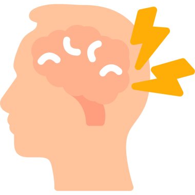 Şimşek simgeli beyin, düz tasarım