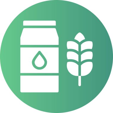 Bir şişe süt ve bir bardak birayla yeşil bir yaprağın vektör çizimi