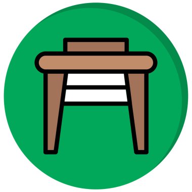 Tahta bank simgesi renk ana hatları vektörü