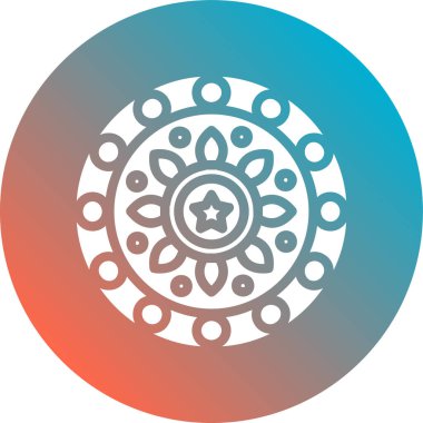 Yıldızlardan oluşan dairesi olan bir yıldızın mavi ve beyaz simgesi. Beyaz arka planda izole edilmiş. vektör.