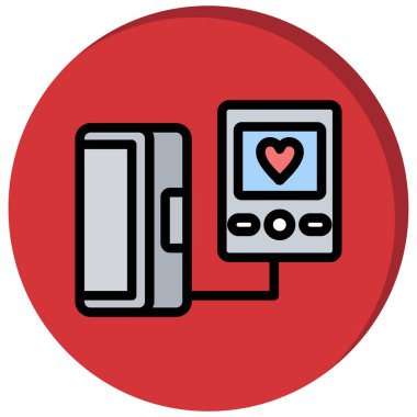 Akıllı telefon aygıtı kalp simgesi doldurulmuş ana hatlar biçiminde