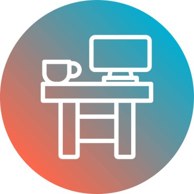 Ofis ve masa simgelerinin vektör illüstrasyonu.