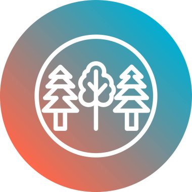 Orman ve orman ikonunun vektör illüstrasyonu