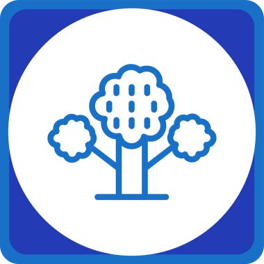 ağaç simgesi vektörü trend mavi yuvarlak kare çizgi biçimi izole ve beyaz