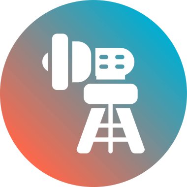 Moda tarzı bir sinema kamerası ikonu. Web sitesi tasarımınız için izole edilmiş mavi vektör resmi, logo, uygulama, ui.