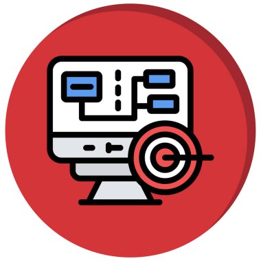 Bilgisayar monitörü simgesi. Taslak bilgisayar monitörü vektör rengi düz izole