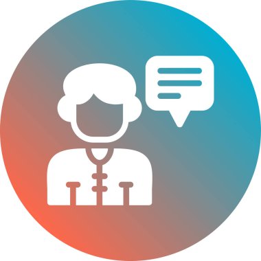 Hasta vektör simgesi. biçim düz sembol, yuvarlak tuş, mavi ve beyaz renkler, yuvarlak arkaplan