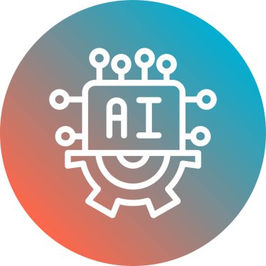 Yapay Zeka simgesi, vektör illüstrasyonu