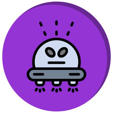 Uzaylı ikonu. Dış hat uzaylı vektör simgesi rengi düz izole