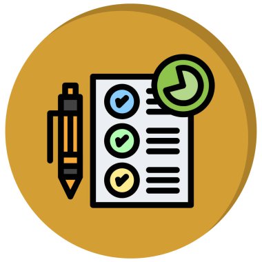 Kontrol listesi düz simgesi, vektör, illüstrasyon