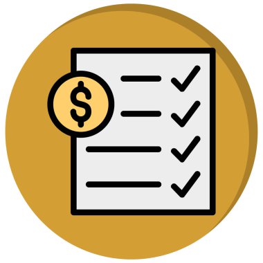 kontrol listesi doldurulmuş taslak simgesi, doldurulmuş satır işareti, ana hatlı vektör illüstrasyonu