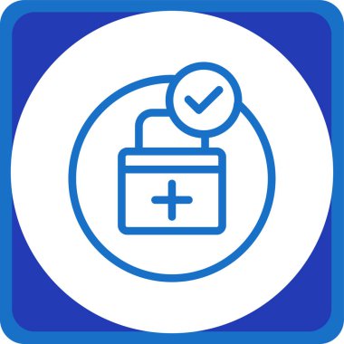 İlk yardım çantası kare vektör simgesini yuvarladı