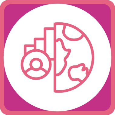 Beyaz arka planı olan pembe bir dairedeki bir arabanın vektör simgesi