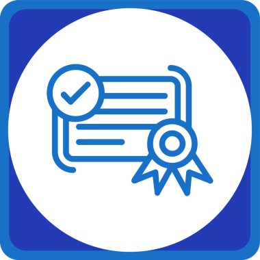 Kontrol listesi vektörü simgeyi yuvarladı. resim biçimi bir daire içinde düz ikonik semboldür, kobalt rengi, beyaz arkaplan.