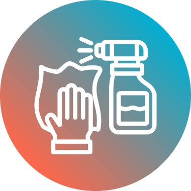 Sprey şişe ikonu olan el, vektör illüstrasyonu