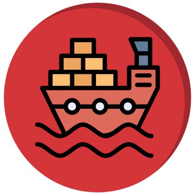 kargo gemisi vektör resimleme tasarımı