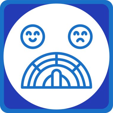 Üzgün gülen surat, gözleri kapalı.