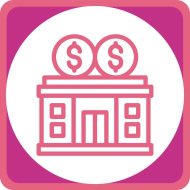 Banka binası simgesinin vektör illüstrasyonu