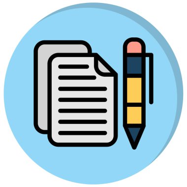 Kağıt ikonlu kalem. vektör illüstrasyonu