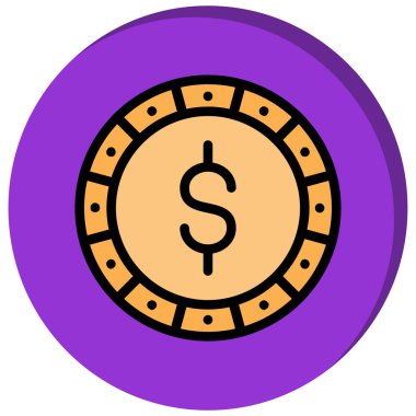 Kumarhane çipi ikonu. Web için kumarhane çipi vektör simgelerinin düz çizimi