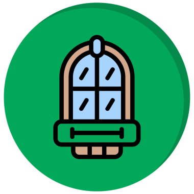 Yeşil arkaplanı olan bir çizgi film simgesinin vektör çizimi