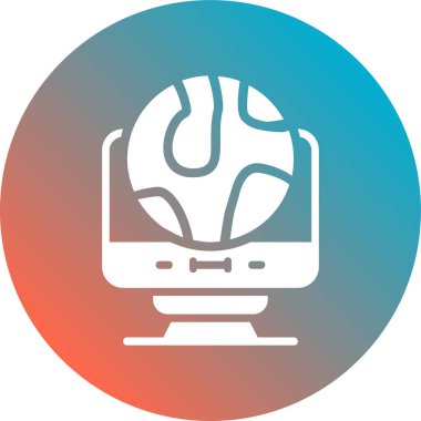 Dünya ikon vektör illüstrasyon tasarımı ile bilgisayar monitörü