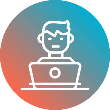 Dizüstü bilgisayarı olan bir adam vektör çizimi