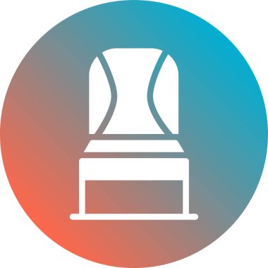 Uzun gölgeli beyaz ödül ikonu. Kazanan sembol. Kupa ve yarışma sembolü. İzole edilmiş daire düğmesi. vektör illüstrasyonu