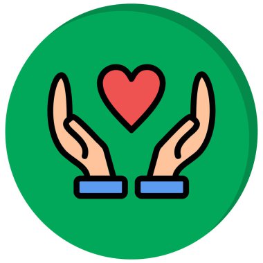 Kalp ikonu vektör illüstrasyon tasarımına sahip el