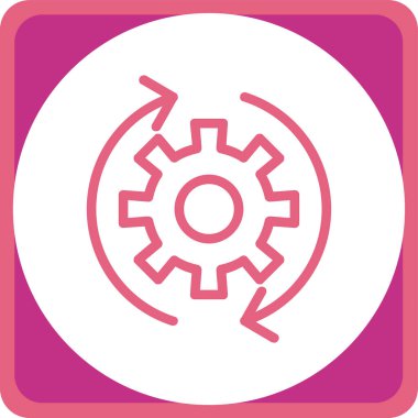 Vites vektör simgesi. Tarz düz yuvarlak kare simgesi, pembe ve turuncu renkler, beyaz arkaplan