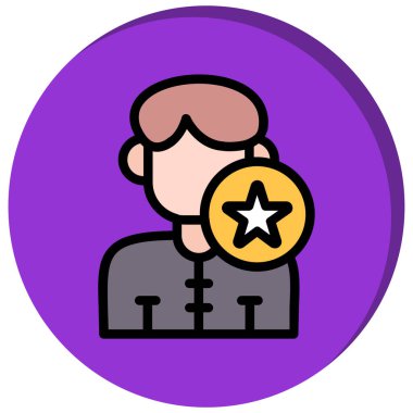 dişi yıldız simgesi renk ana hatları vektörü