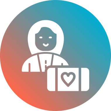 Kalbi ve seyahat çantası olan bir kadının vektör çizimi