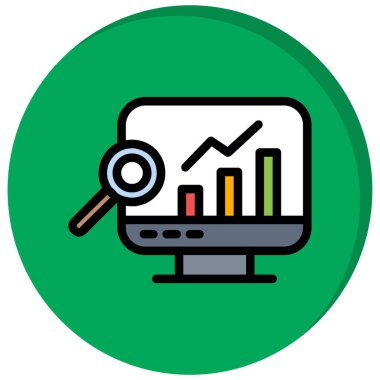 iş grafiği düz simgesi, vektör illüstrasyonu, renkli taslak kavramı