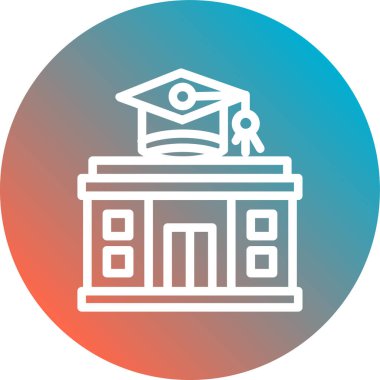 Üniversite düz simgesi, vektör, illüstrasyon