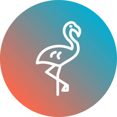 Flamingo vektör simgesi. biçim düz renk sembolüdür, beyaz arkaplanda pembe ve mavi renkler.