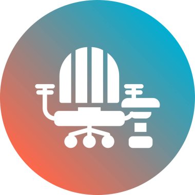 Beyaz koltuk simgesi uzun gölge arkaplanı ile izole edilmiş. Çember çizme düğmesi. vektör.