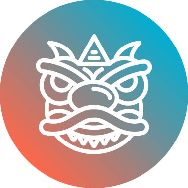 Beyaz çizgi ejderhası, uzun gölge arkaplan ile izole edilmiş ateş ikonu. Çin ejderhası. Çin yılın kutlu olsun. Kırmızı daire düğmesi. vektör.