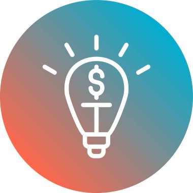 Dolar sembollü ampul, fikir konsepti, vektör illüstrasyonu