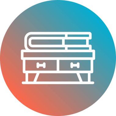 Uzun gölgeli beyaz çizgili çekmece simgesi. Kırmızı daire düğmesi. vektör.