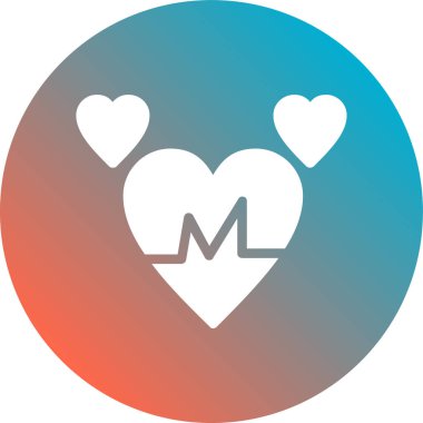 Kalbin arka planında kalp olan m harfinin vektör simgesi