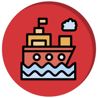 Feribot Dolu Gölge simgesi vektör illüstrasyon tasarımı