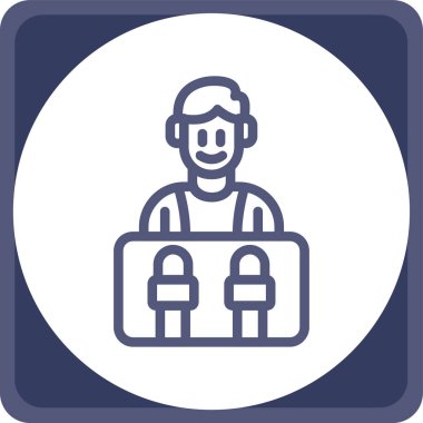 Ofis simgesindeki adamın vektör illüstrasyonu